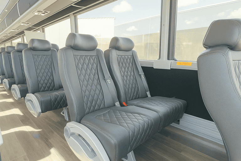 interior of Jonesboro Coach Bus Service charter bus